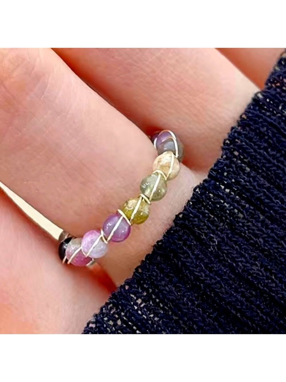 Manifestation Ring Rainbow Tourmaline Cuff Open ring